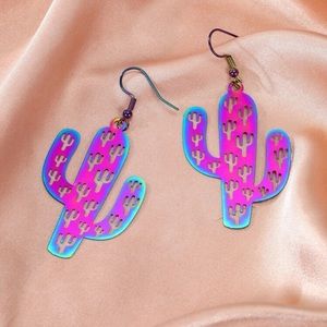 Cactus Colorful Vibrant Drop Earrings